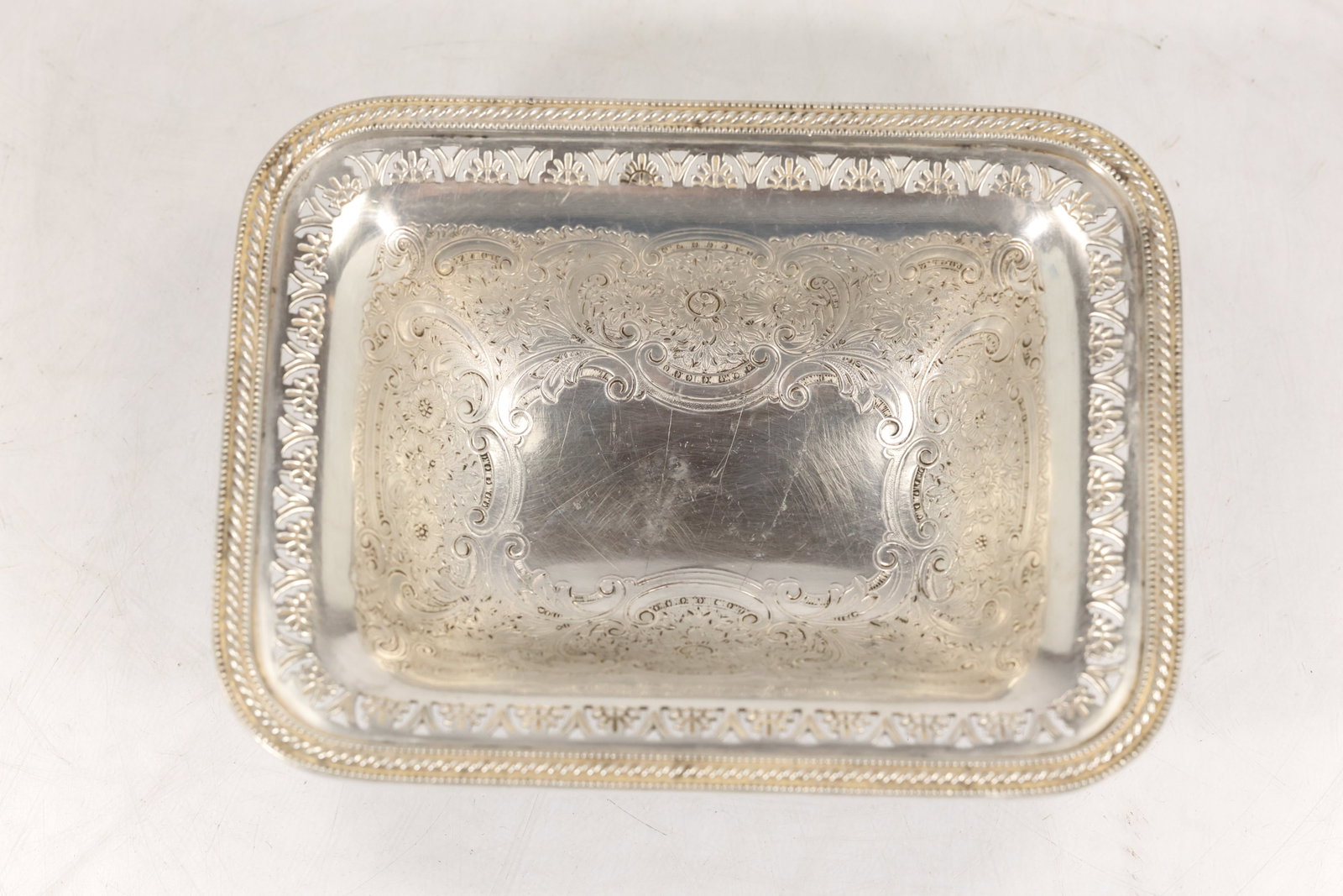 English Silverplate Rectangular Pedestal Serving Dish - 6