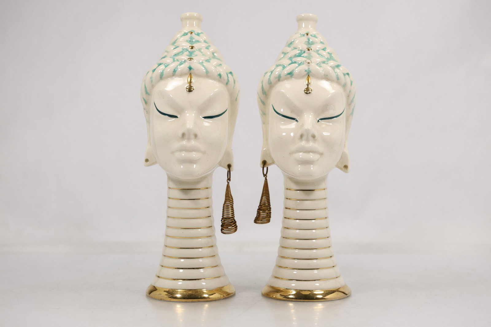 Pair of Hand Painted Italian Ceramic Head Vases (1 of 12)