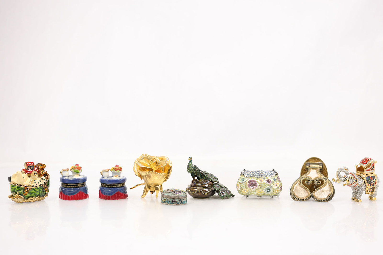 Nine Jeweled Enamel Hinged Trinket Boxes (1 of 20)