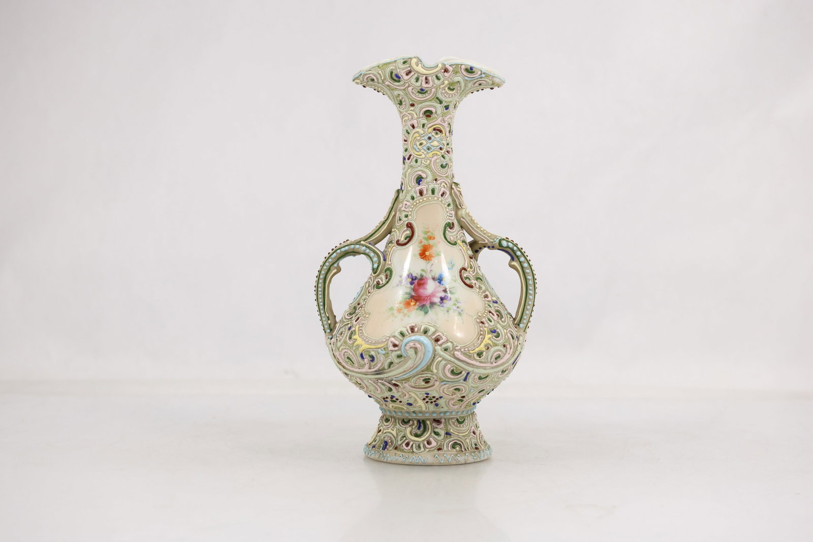 Pierced Floral Porcelain Double Handle Vase (1 of 20)