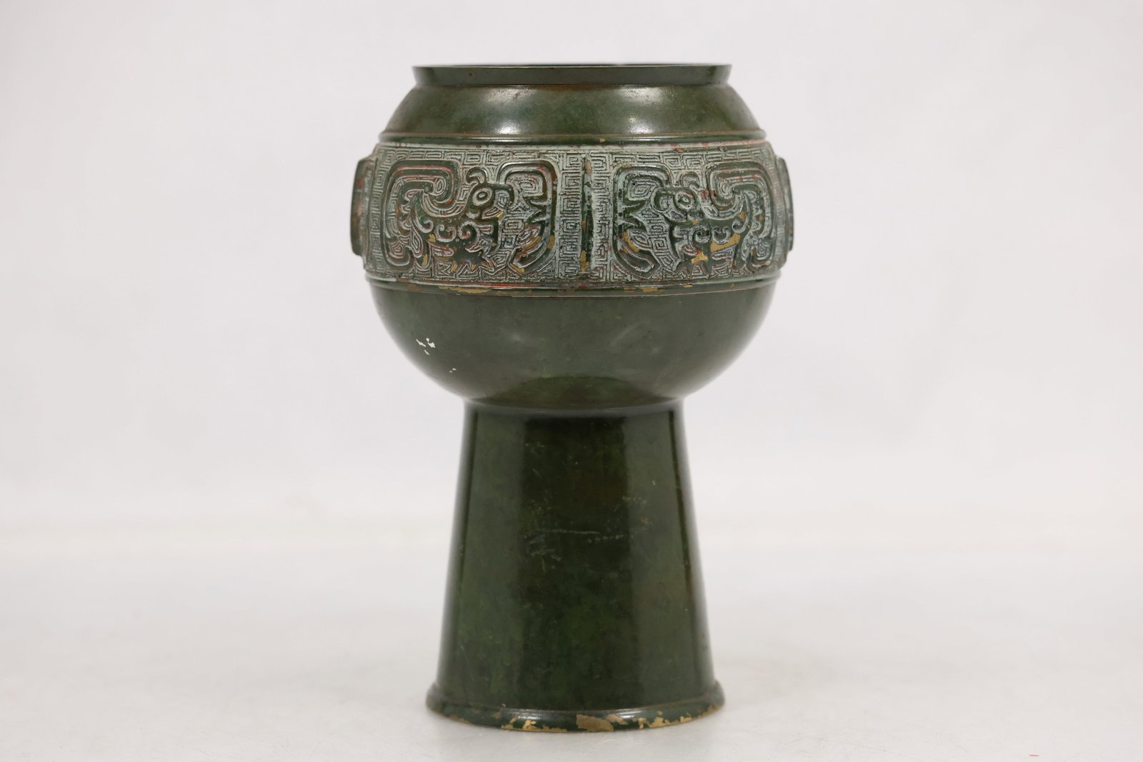 Archaic Style Green Patinated Bronze Ritual Vessel (1 of 13)
