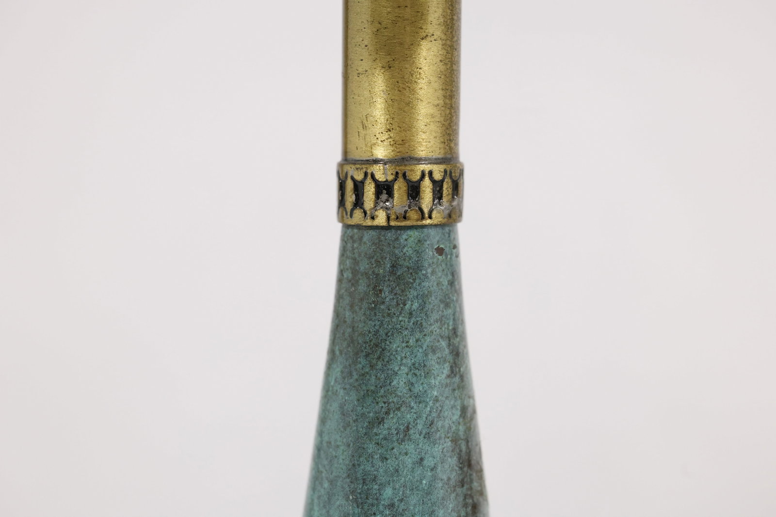 Pair Brass and Verdigris Openwork Candlesticks - 8