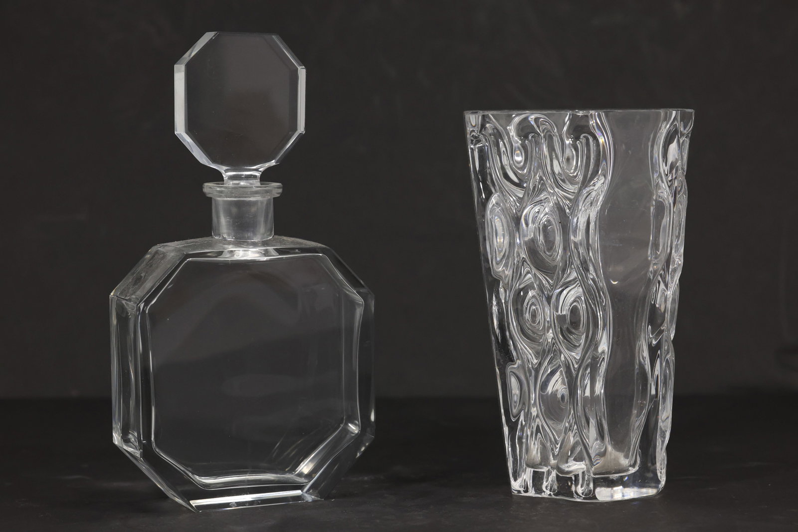 Clear Glass Decanter and Swirl Vase Set (1 of 15)