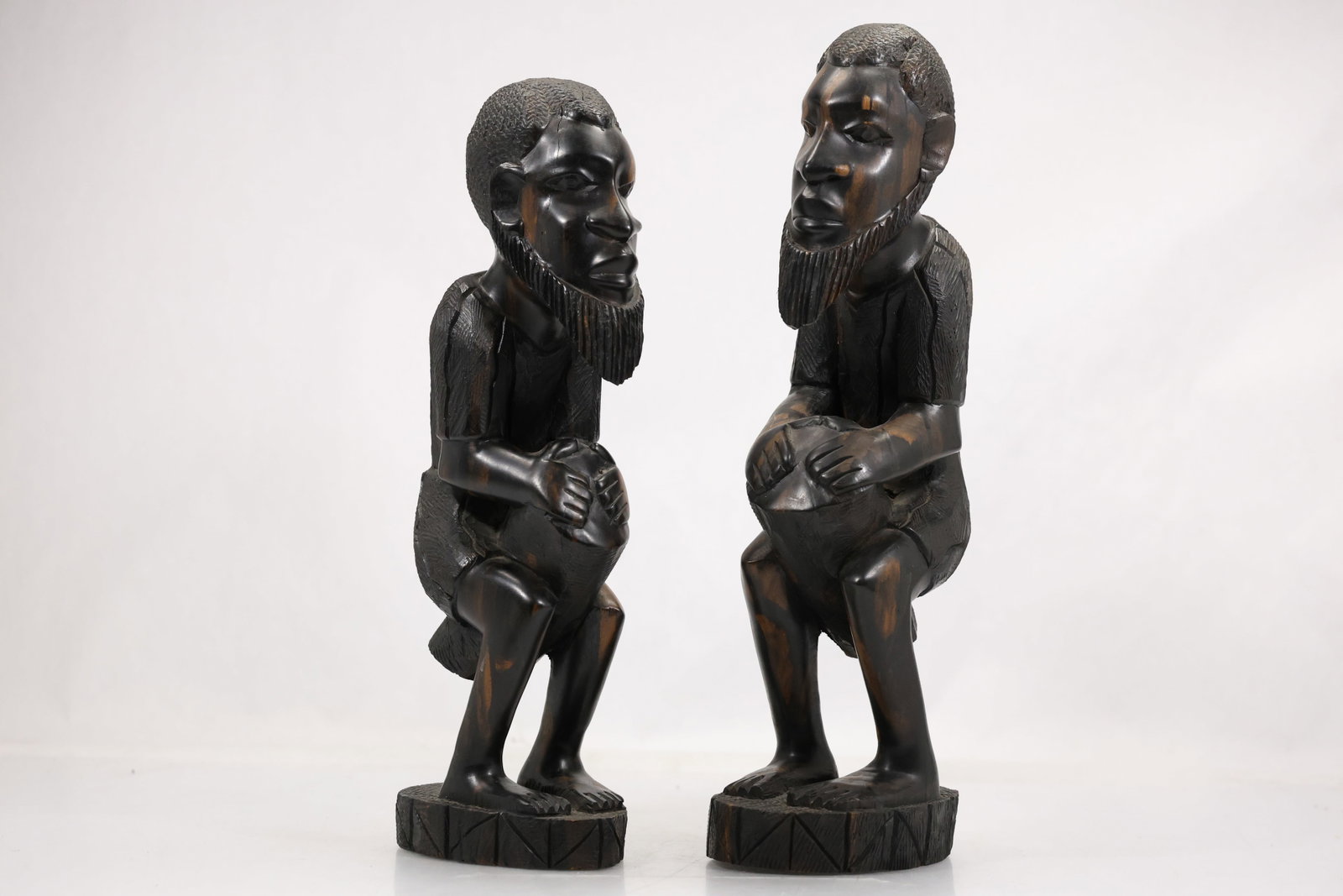 Pair of Carved Wood Seated Drummer Figures (1 of 17)