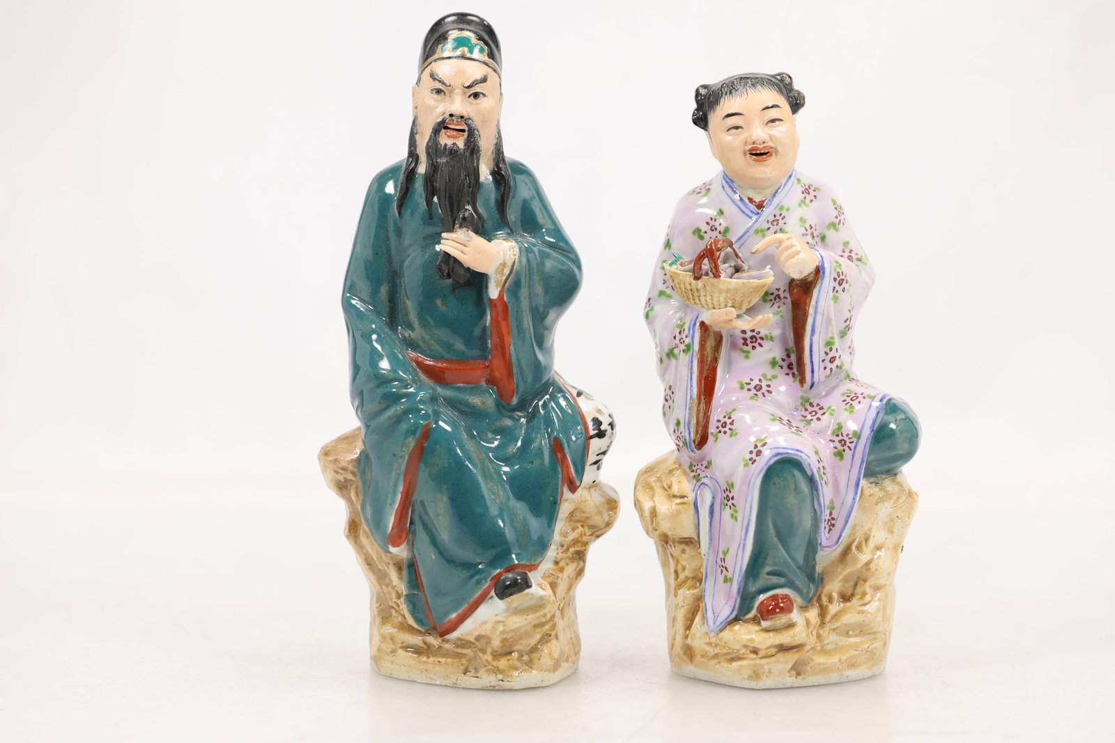 Pair Chinese Porcelain Seated Figures (1 of 17)