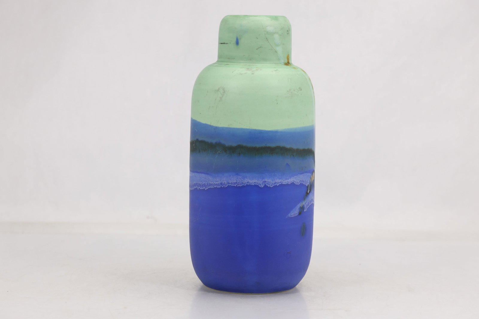 Italian Mid-Century Modern Drip Glaze Ceramic Vase, Blue and Green (1 of 18)