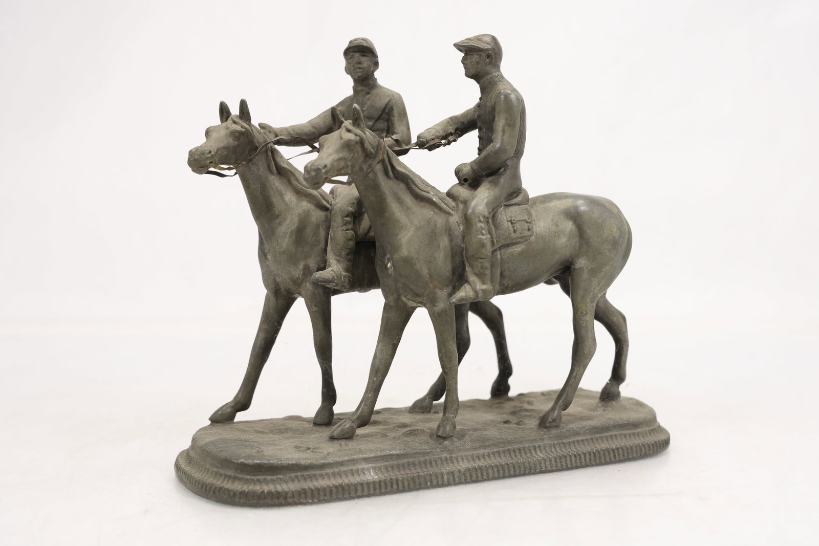 Vintage Cast Metal Equestrian Sculpture of Two Mounted Riders (1 of 15)