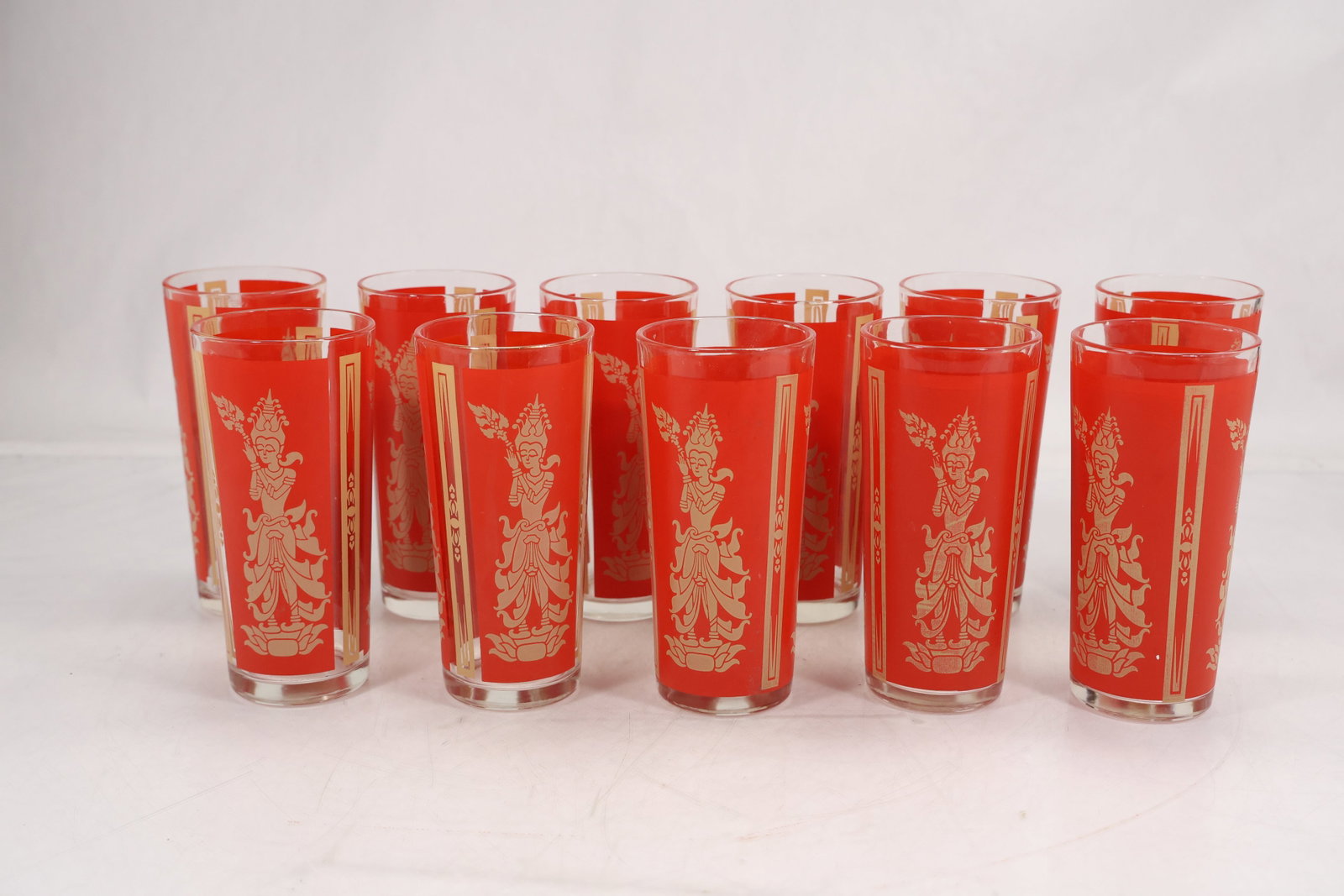 10x Culver Thai Goddess Red Gold Highball Glasses (1 of 16)