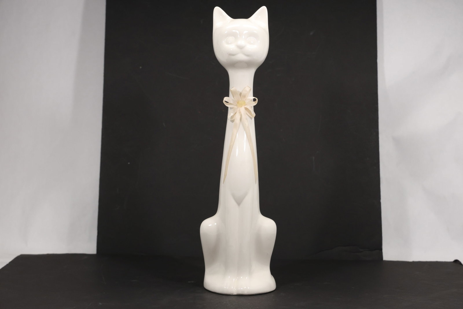 Tall White Ceramic Cat Figurine (1 of 16)