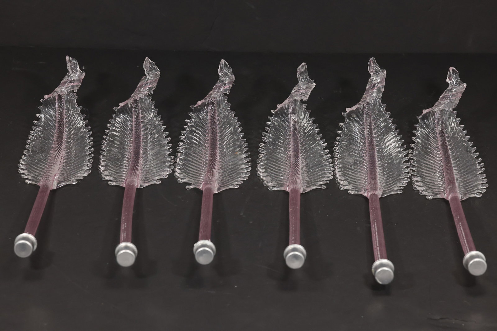 Set of Six Large Pink Murano Glass Leaf Chandelier Parts (1 of 20)