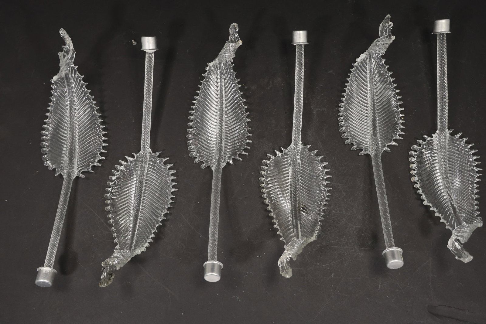 Set of Six Large Clear Murano Glass Leaf Chandelier Stems (1 of 16)