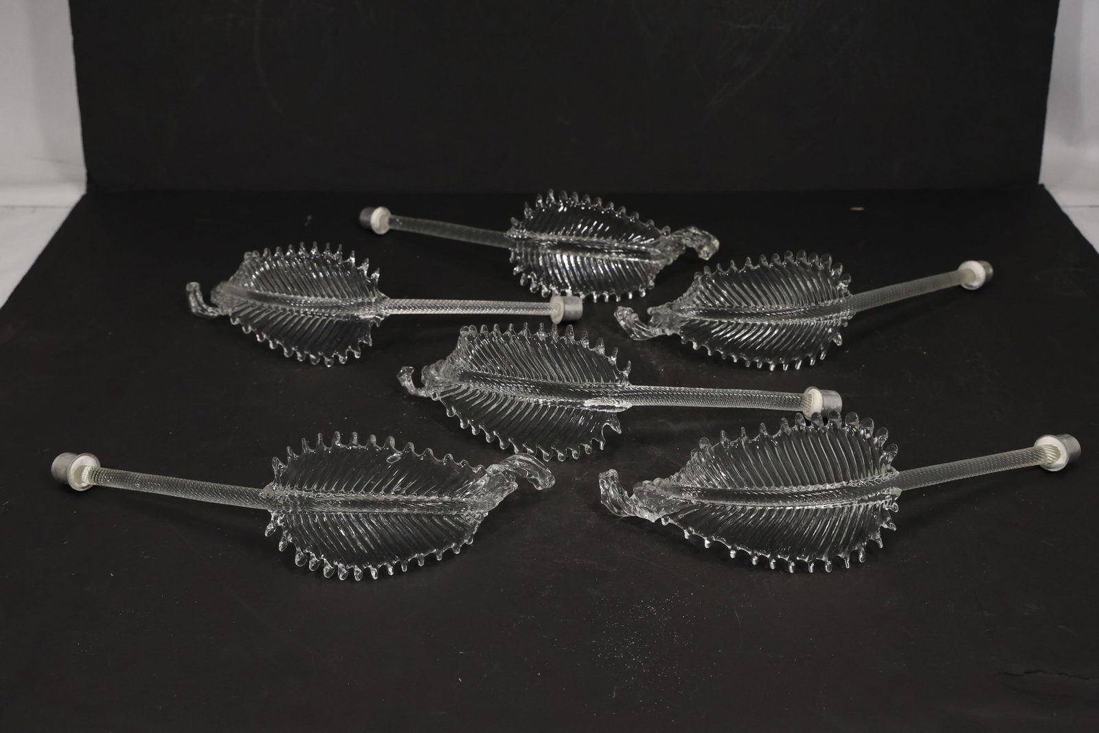 Set of Six Large Clear Murano Glass Leaf Chandelier Stems (1 of 20)