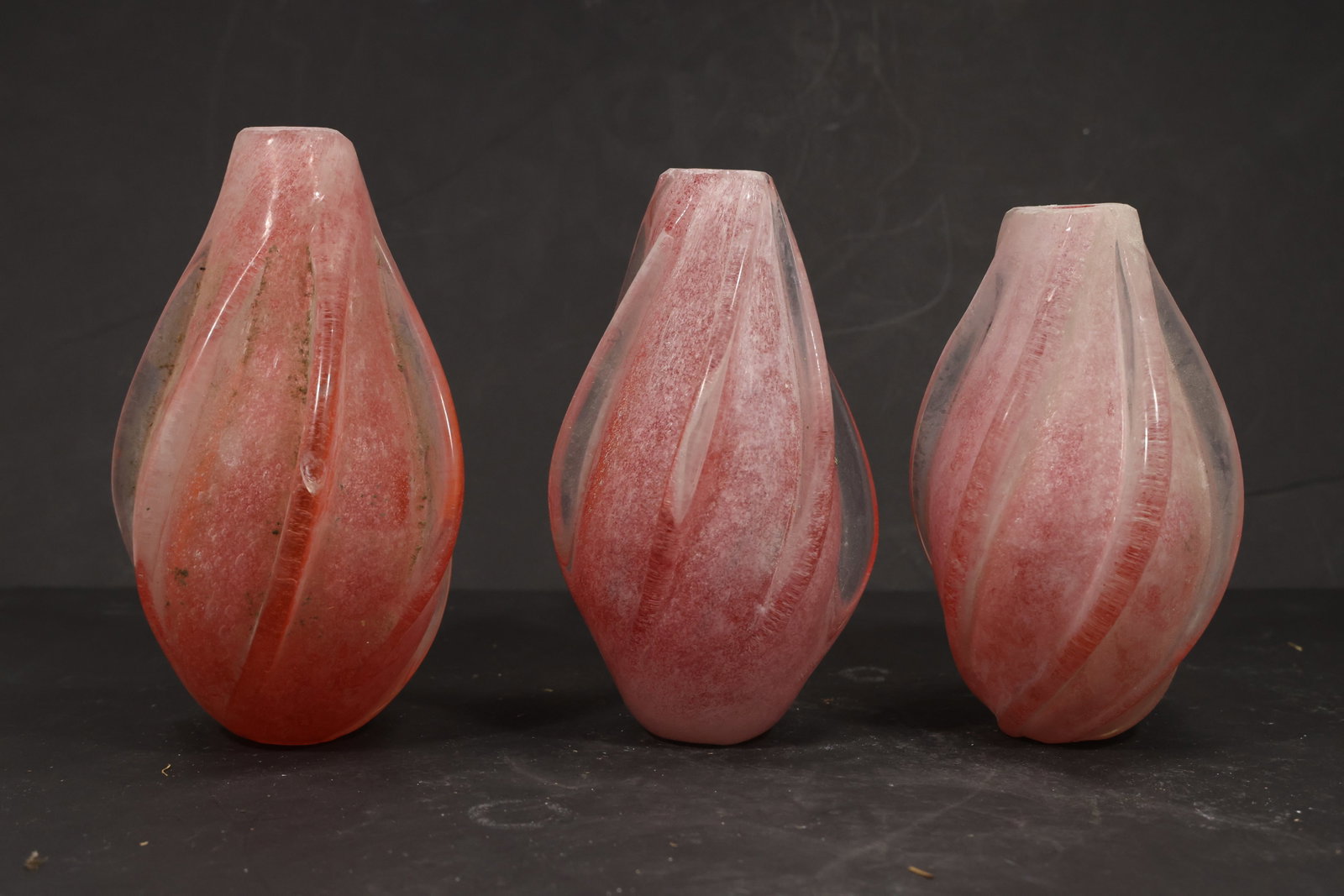 Set of Three Magenta Murano Glass Chandelier Column Covers (1 of 14)