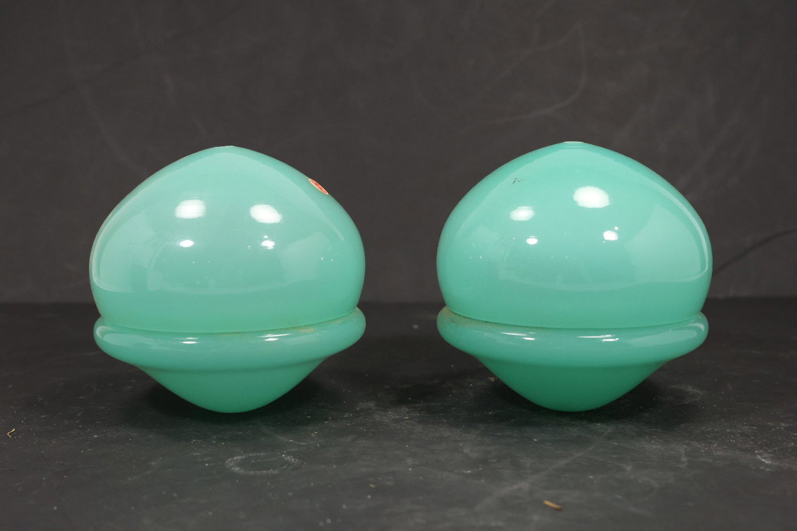 Pair Teal Murano Glass Chandelier Shades (1 of 13)