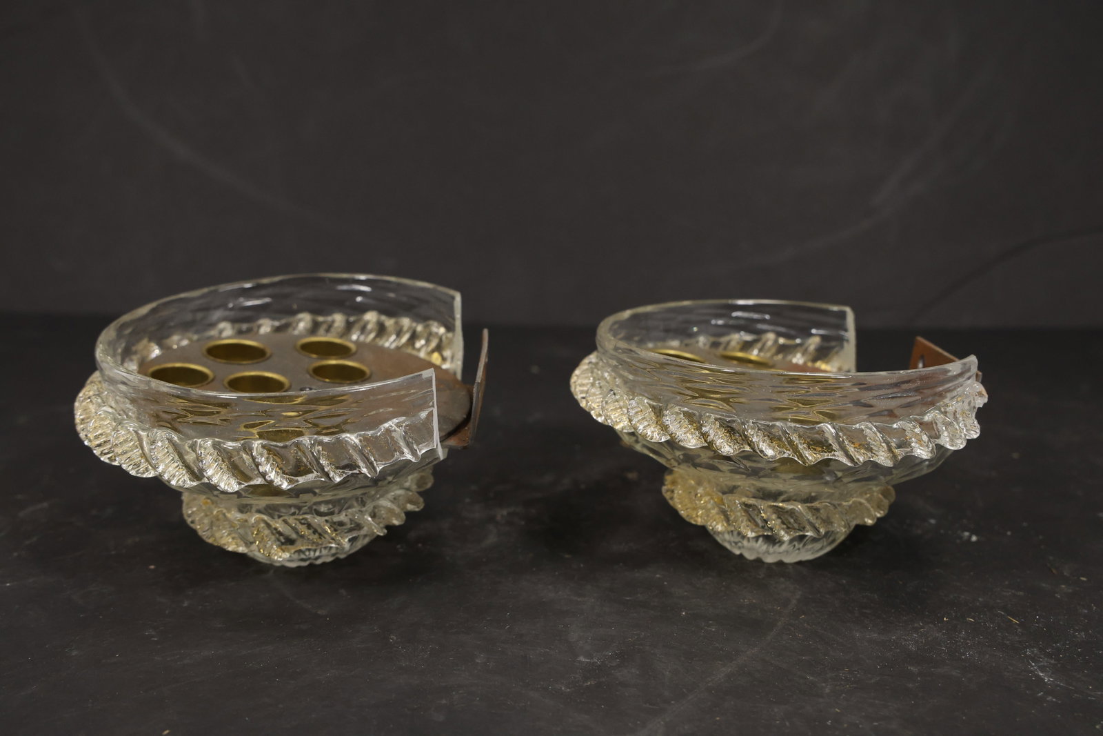 Pair Clear Murano Glass Chandelier Wall Mount Bases (1 of 17)