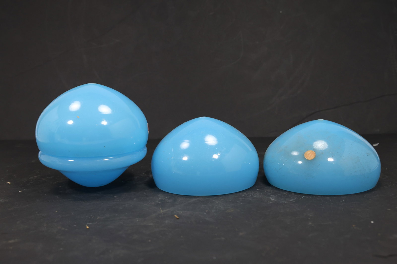 Set of Three Blue Murano Glass Domed Chandelier Covers (1 of 11)