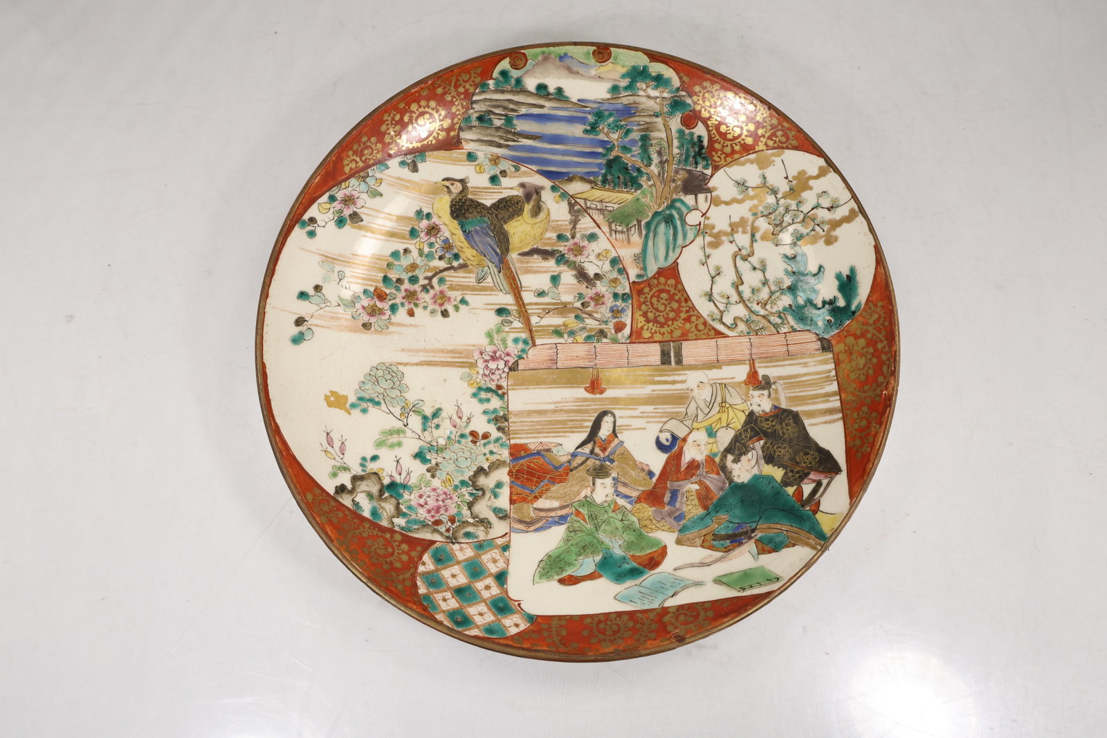 Japanese Kutani Hand Painted Porcelain Charger with Figural Panels (1 of 17)