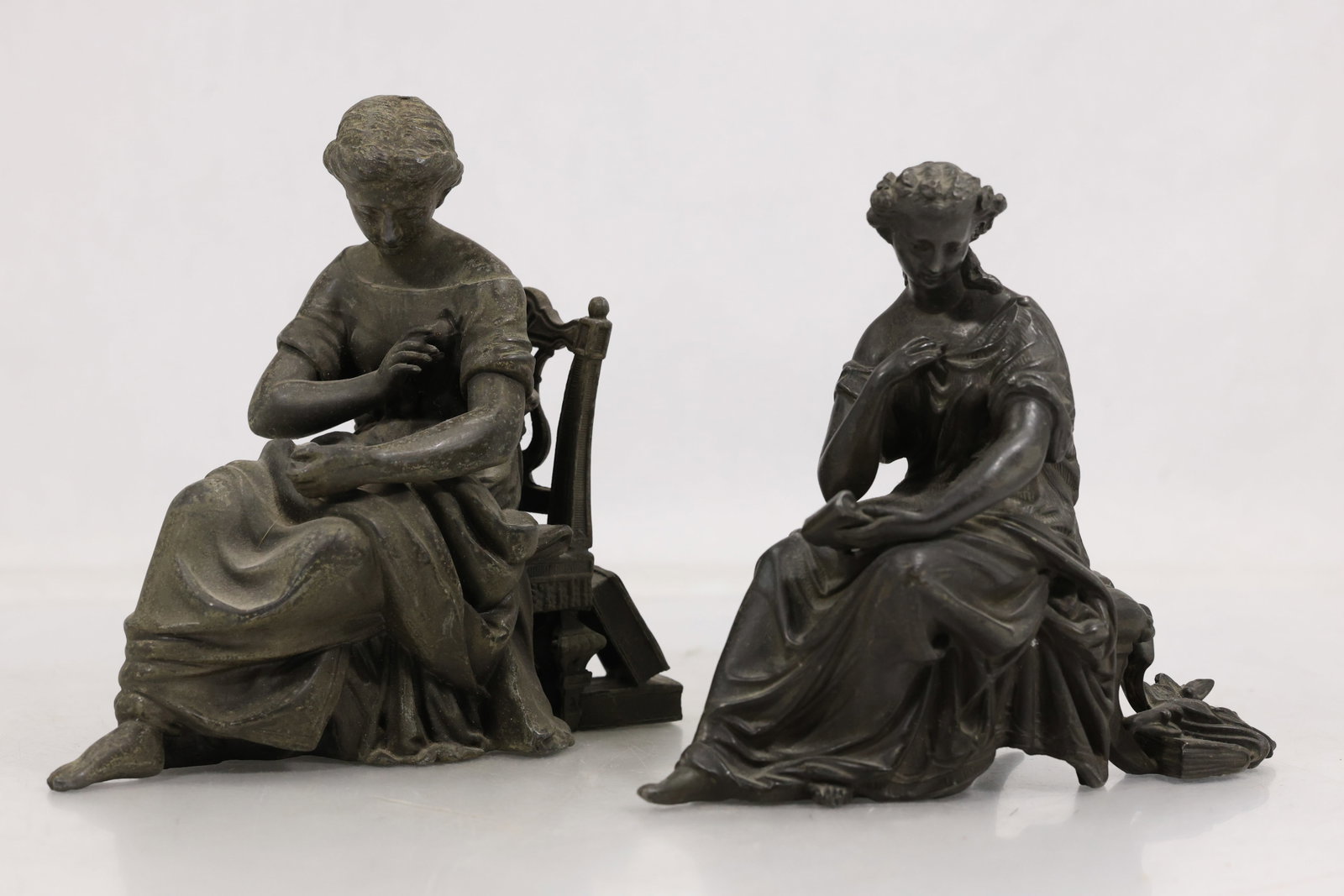 Pair of Classical Style Seated Female Figure Sculptures (1 of 20)