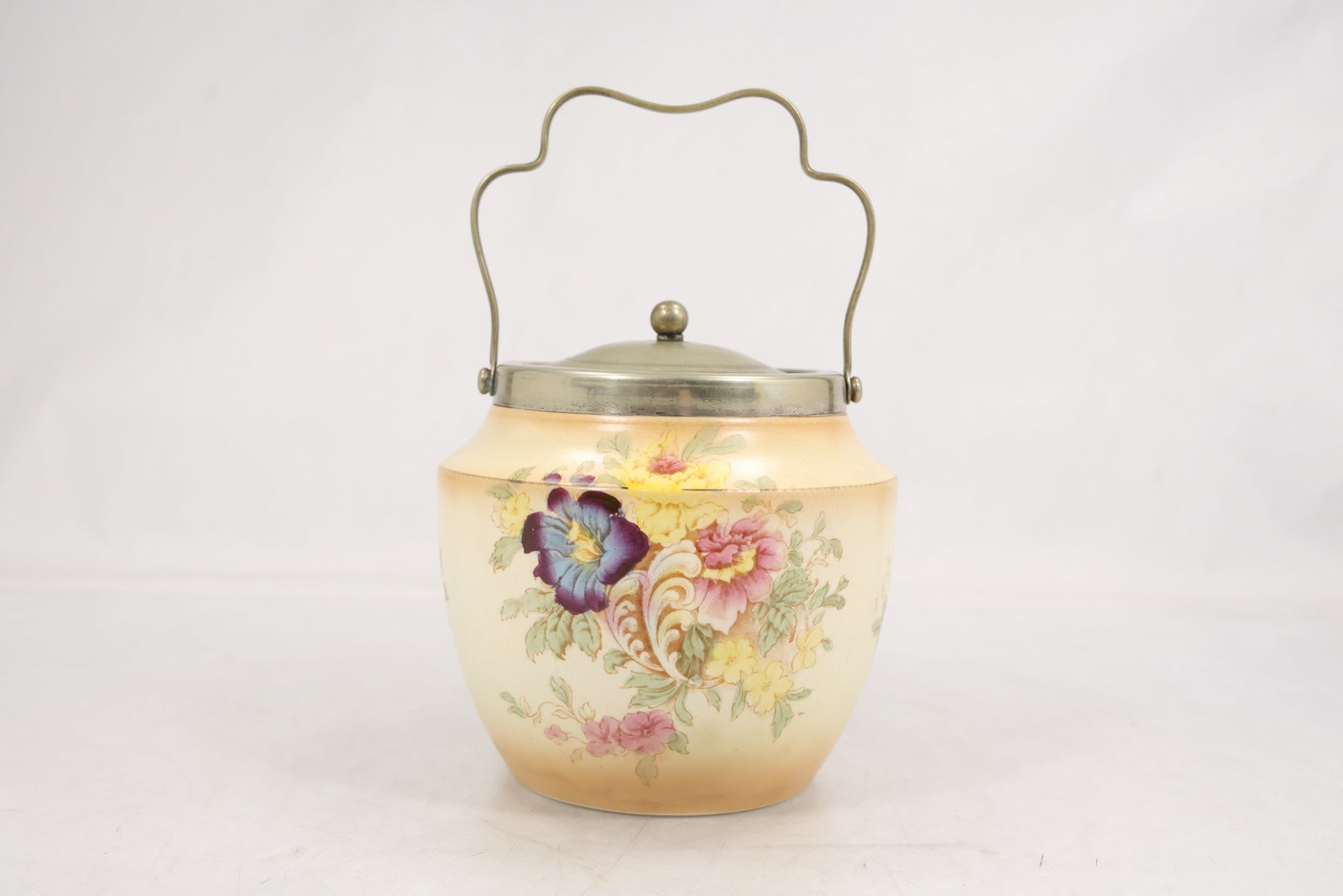 Antique S.F. & Co. Limoges Hand-Painted Biscuit Jar with Pewter Lid (1 of 15)
