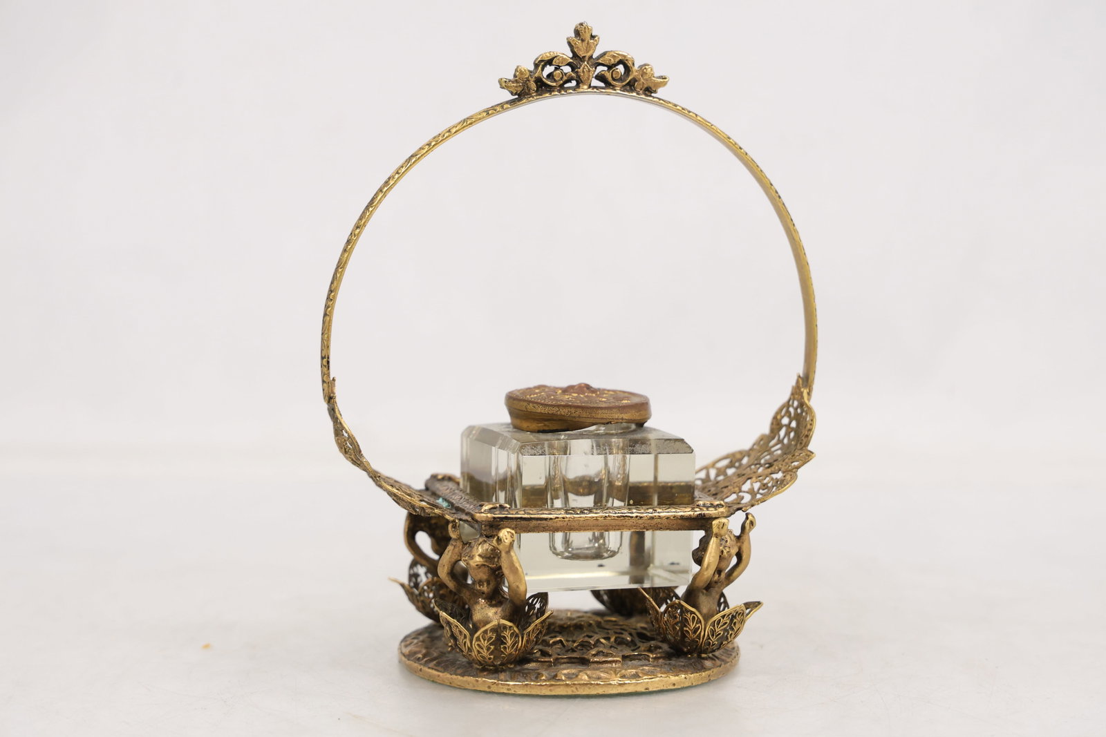 Ornate Brass Basket Form Inkstand (1 of 11)