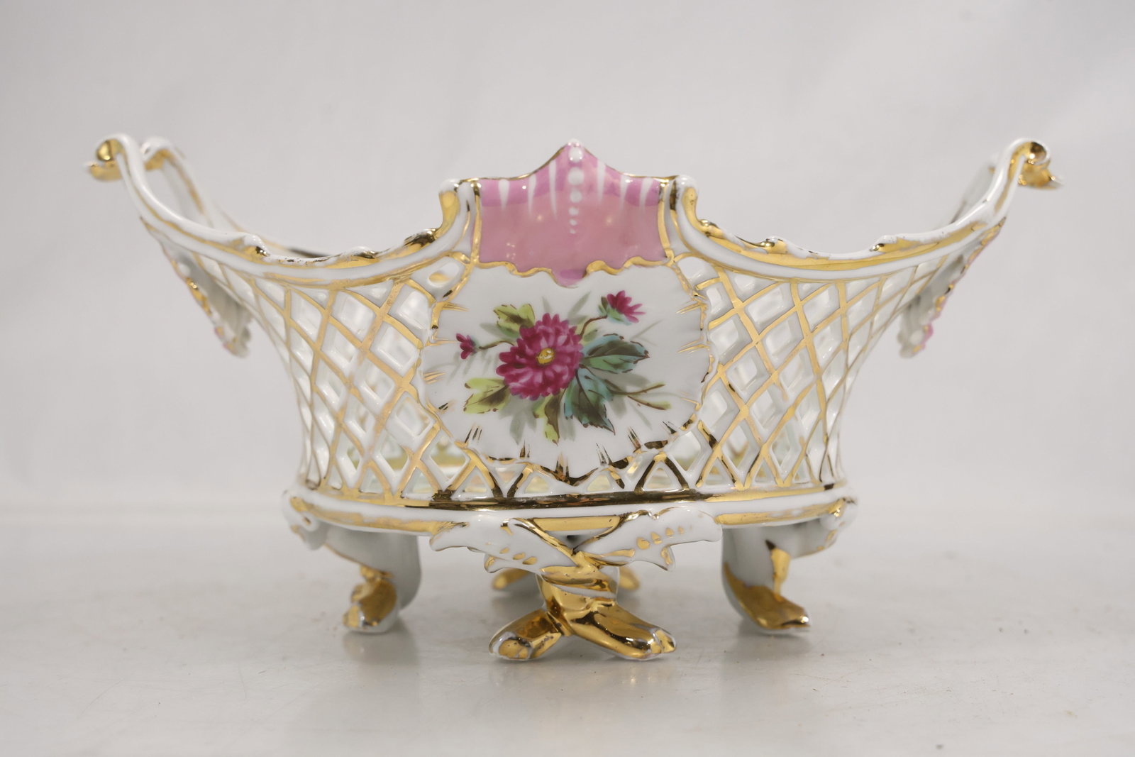 Antique German Reticulated Porcelain Centerpiece Footed Bowl (1 of 16)