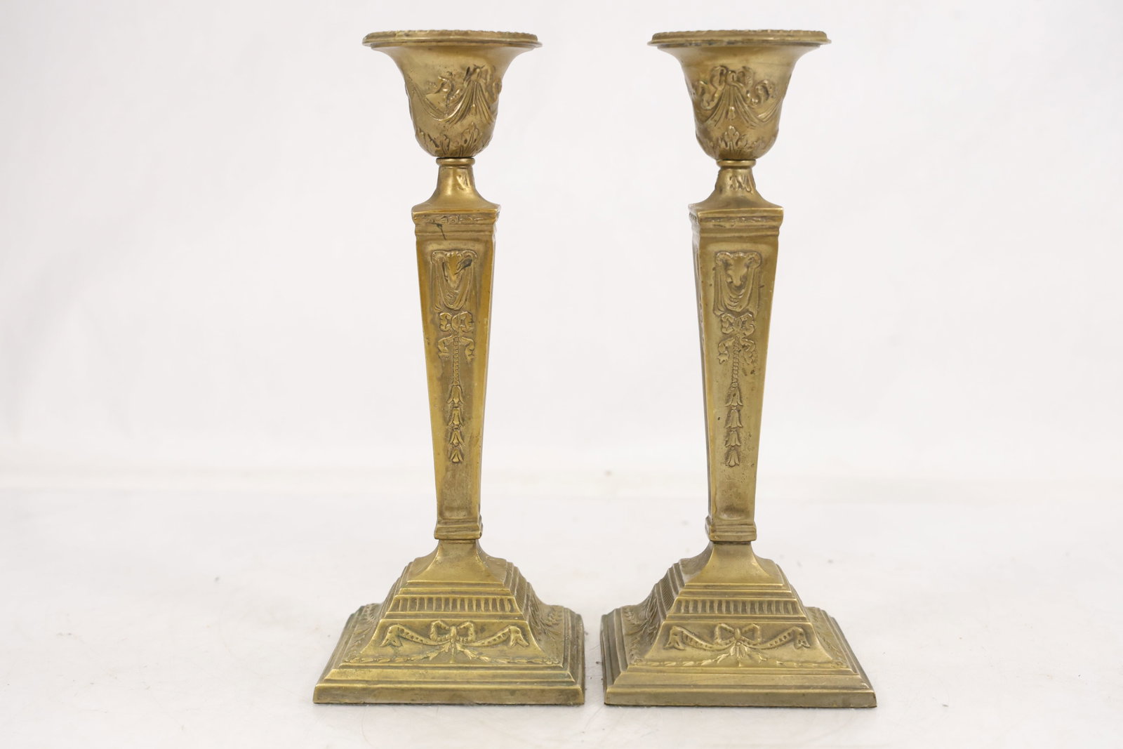 Pair of Repousse Brass Taper Candlestick Holders (1 of 13)
