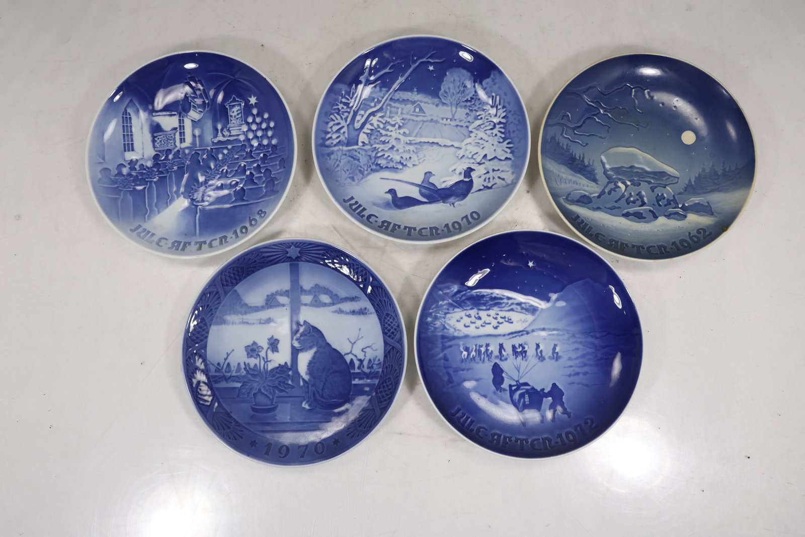 Group of Five Royal Copenhagen and Bing and Grondahl Christmas Collector Plates (1 of 19)