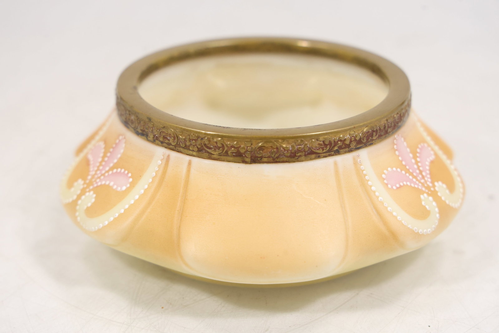 Fenton Maraval Custard Glass Vanity Bowl with Enameled Decoration (1 of 8)