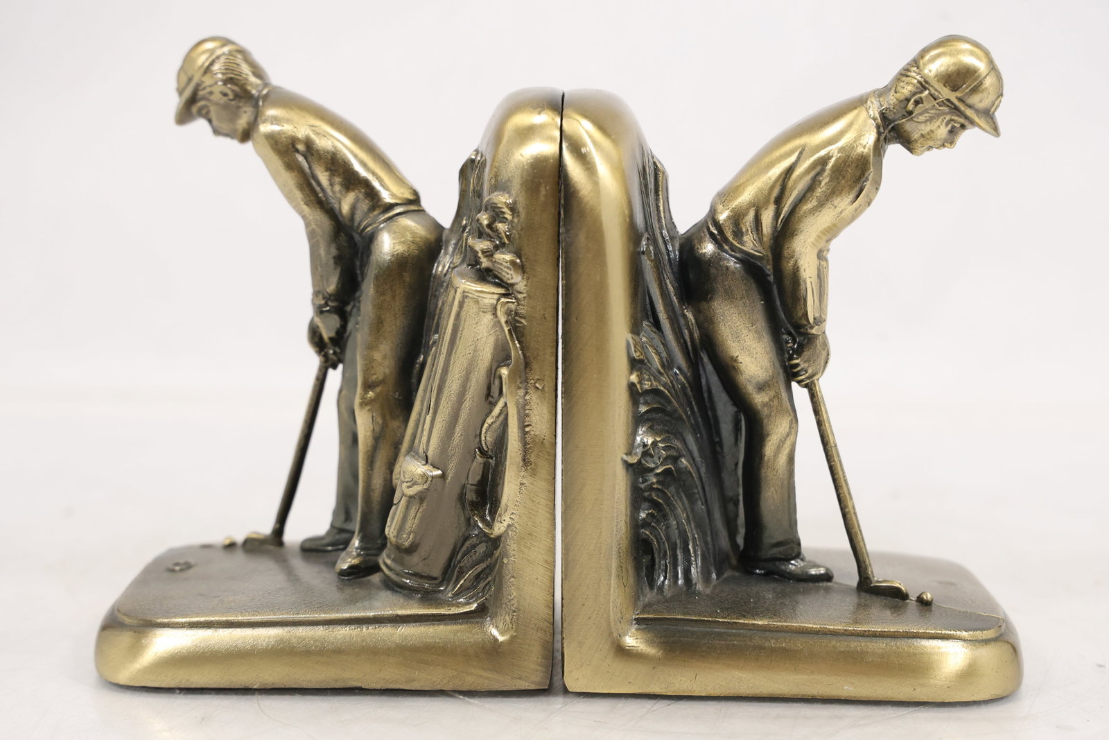 Pair of Golfer Figural Metal Bookends (1 of 12)