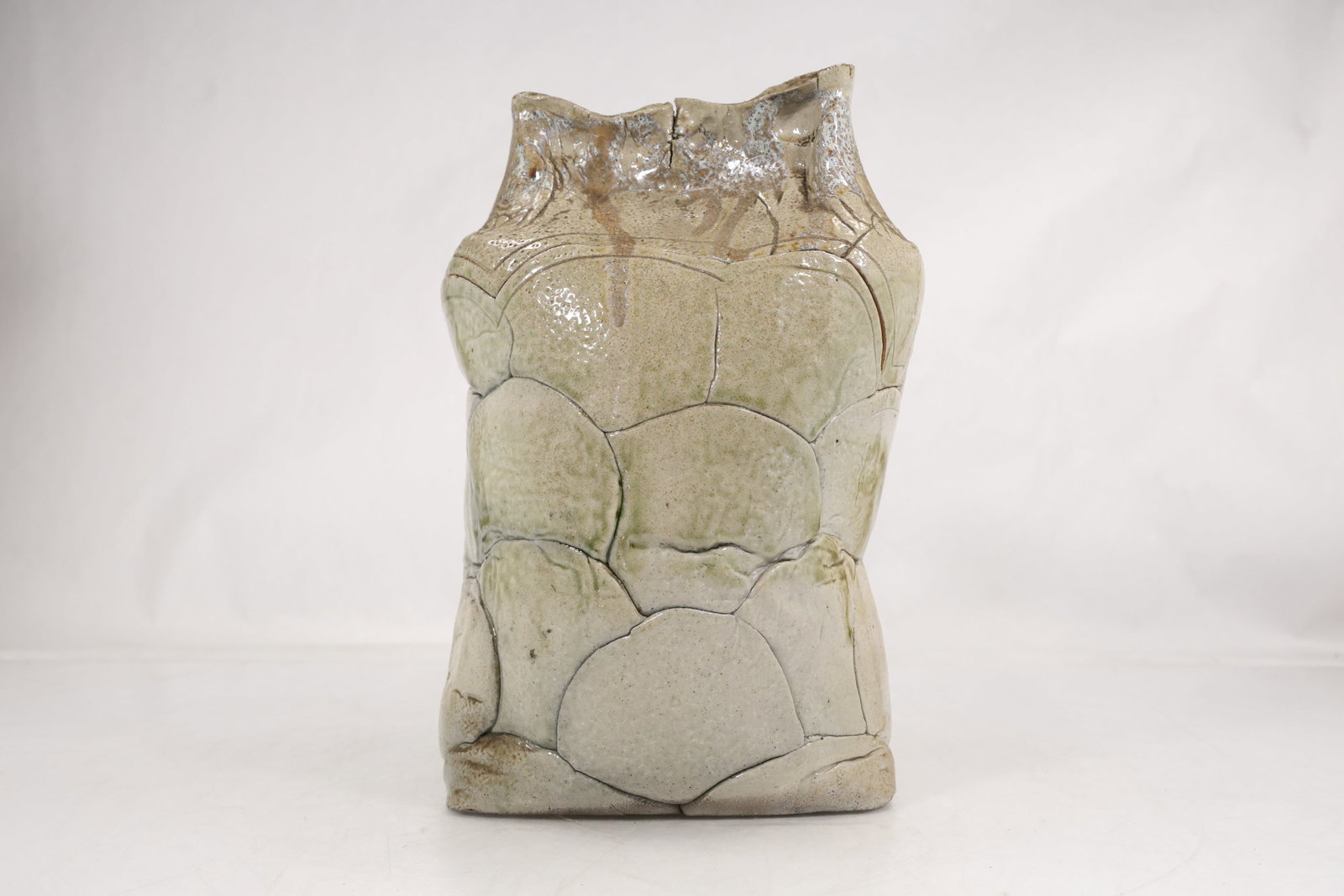 Abstract Figural Crackle Glaze Ceramic Bottle Vase with Stopper (1 of 13)