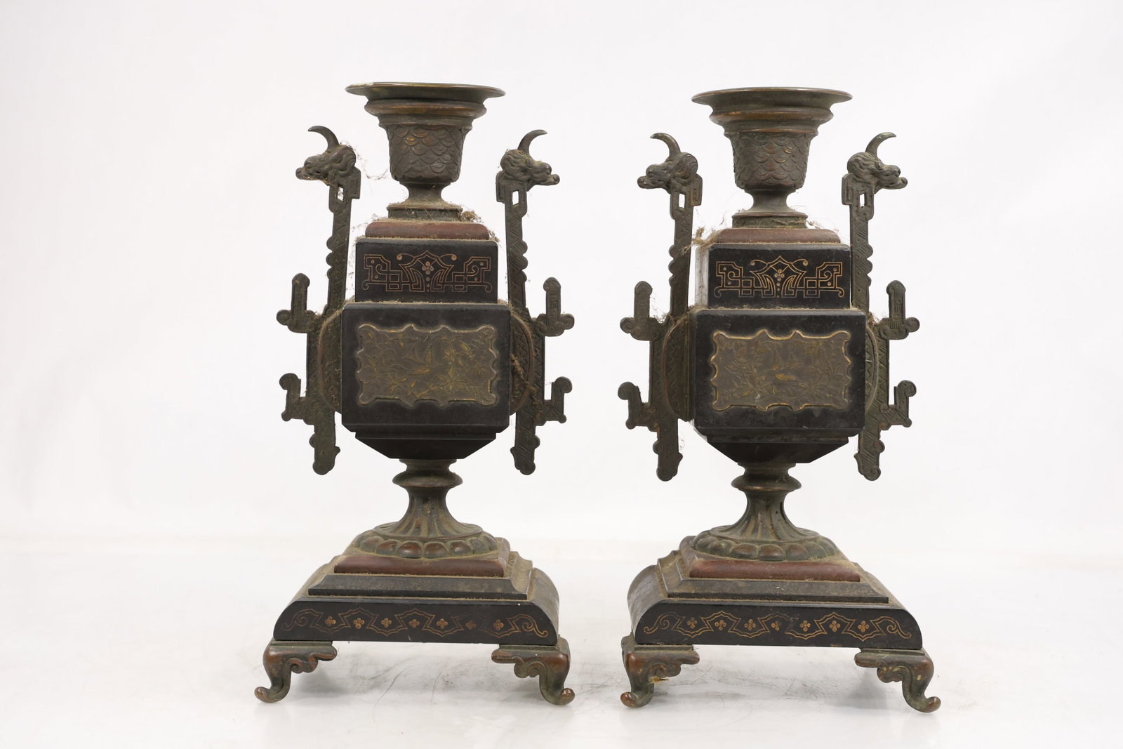 Pair of Bronze Mantel Garnitures – Ornate Urn Form (1 of 15)