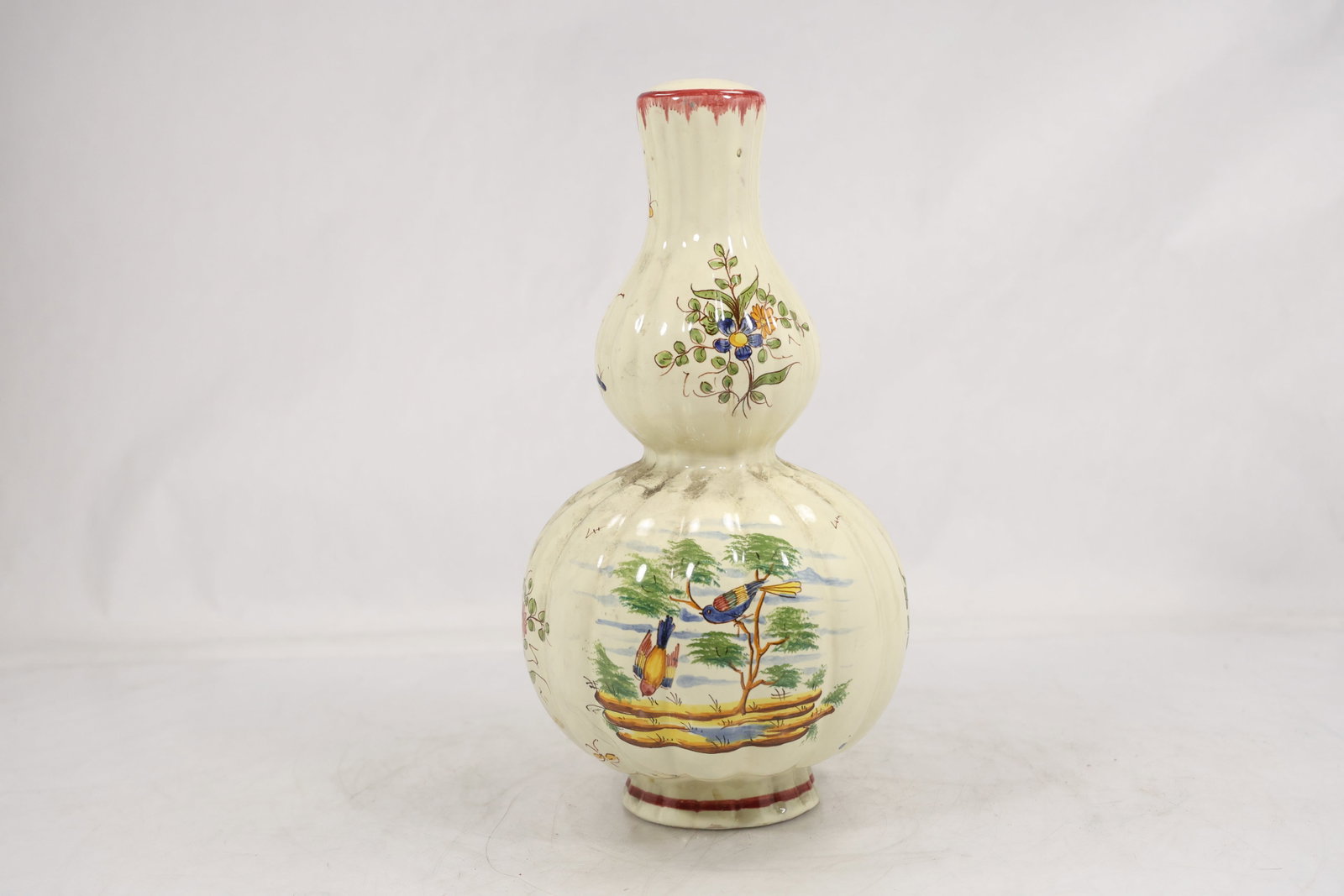 Perugia Italy Birds Hand Painted Double Gourd Lamp Base (1 of 17)