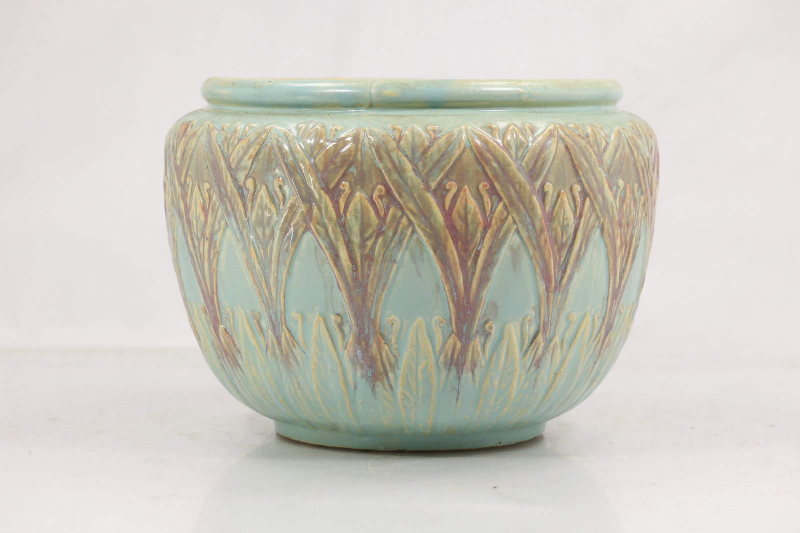 Art Nouveau Style Relief Decorated Ceramic Jardiniere Cachepot Planter (1 of 12)