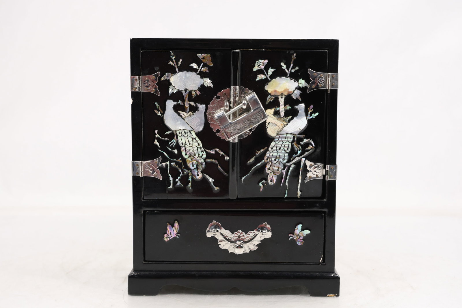 Chinese Black Lacquer Jewelry Cabinet with Mother-of-Pearl Inlay (1 of 11)
