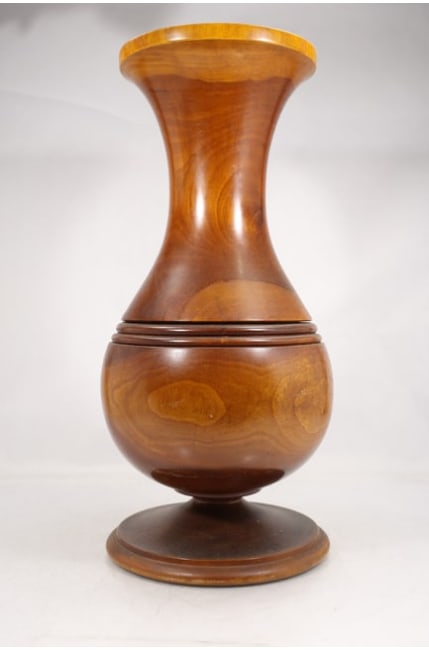 Turned Wooden Vase Form Decorative Object Polished Finish (1 of 14)