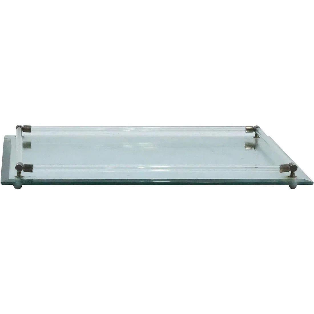 1950s Mirror Top Dresser Tray with Glass Rods Gallery 16 in. x 12 in. (1 of 9)