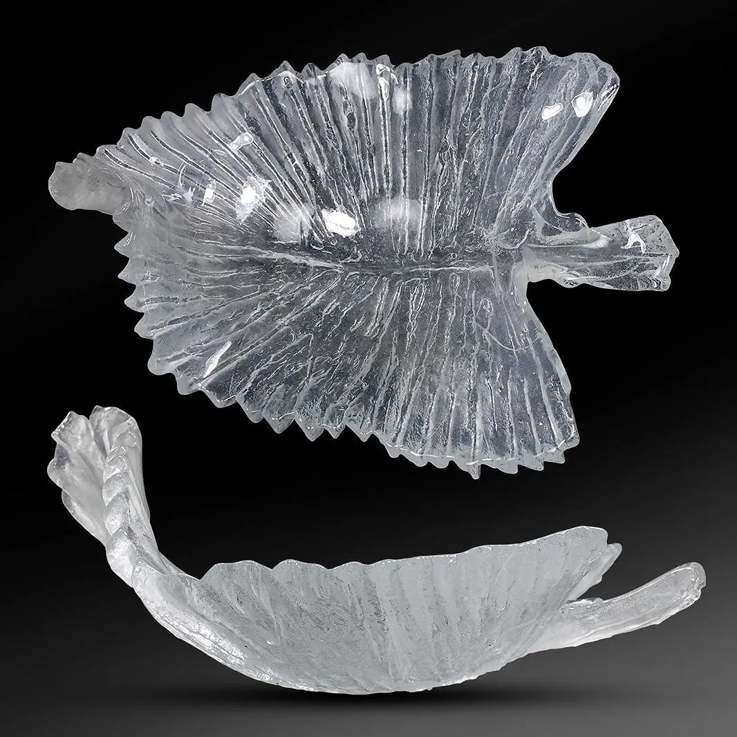 Large Heavy Glass "Leaf" Platter 9 in. height x 21 in. length x 15 in. wide (1 of 18)