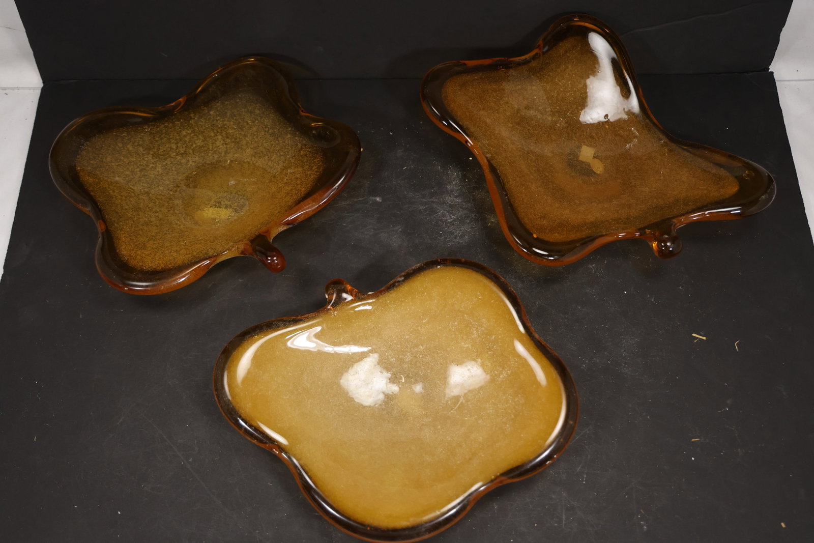 Set of Three Amber Orange Murano Glass Chandelier Tray Bases (1 of 20)