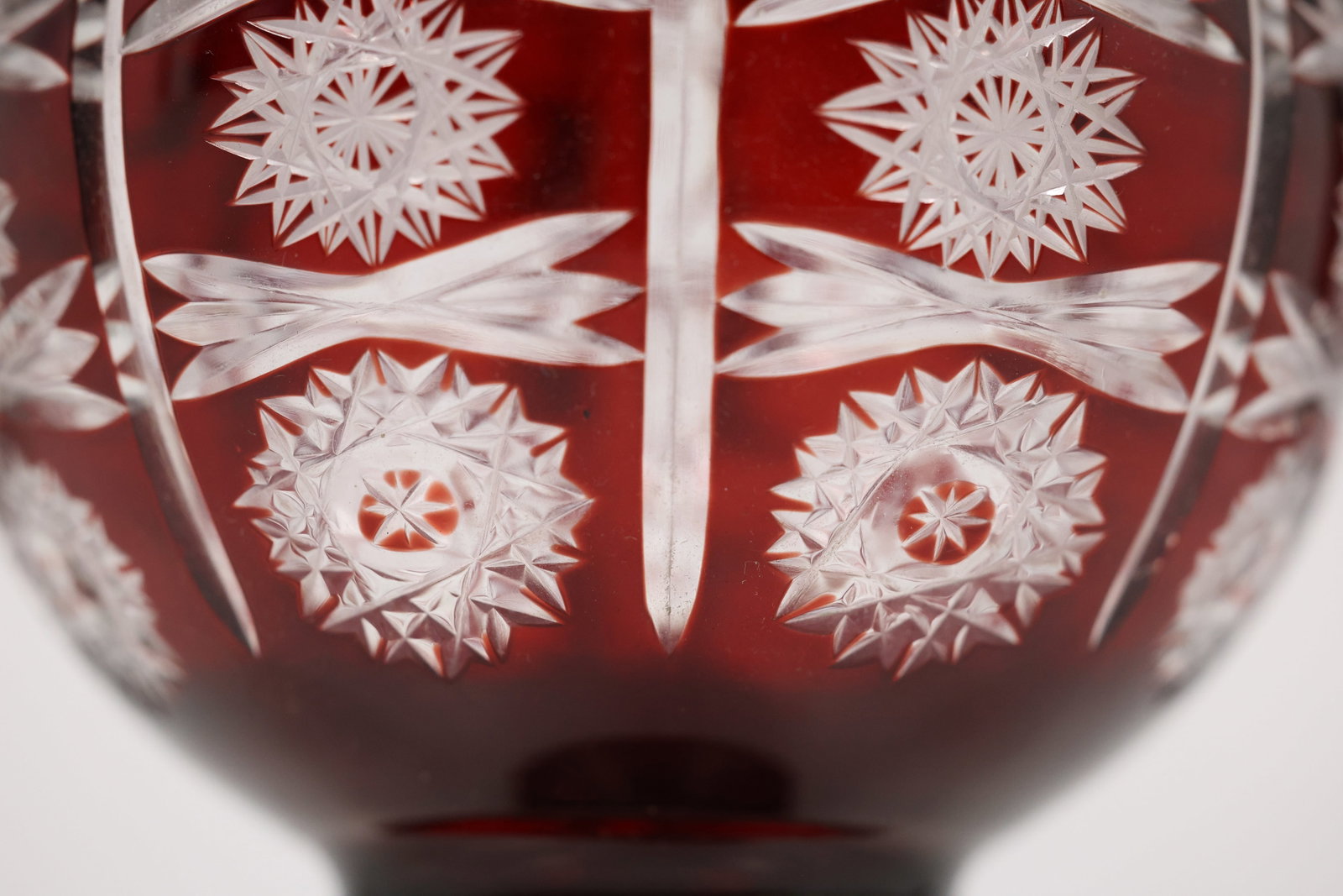 Ruby Cut Crystal Sphere on Metal Stand - 9