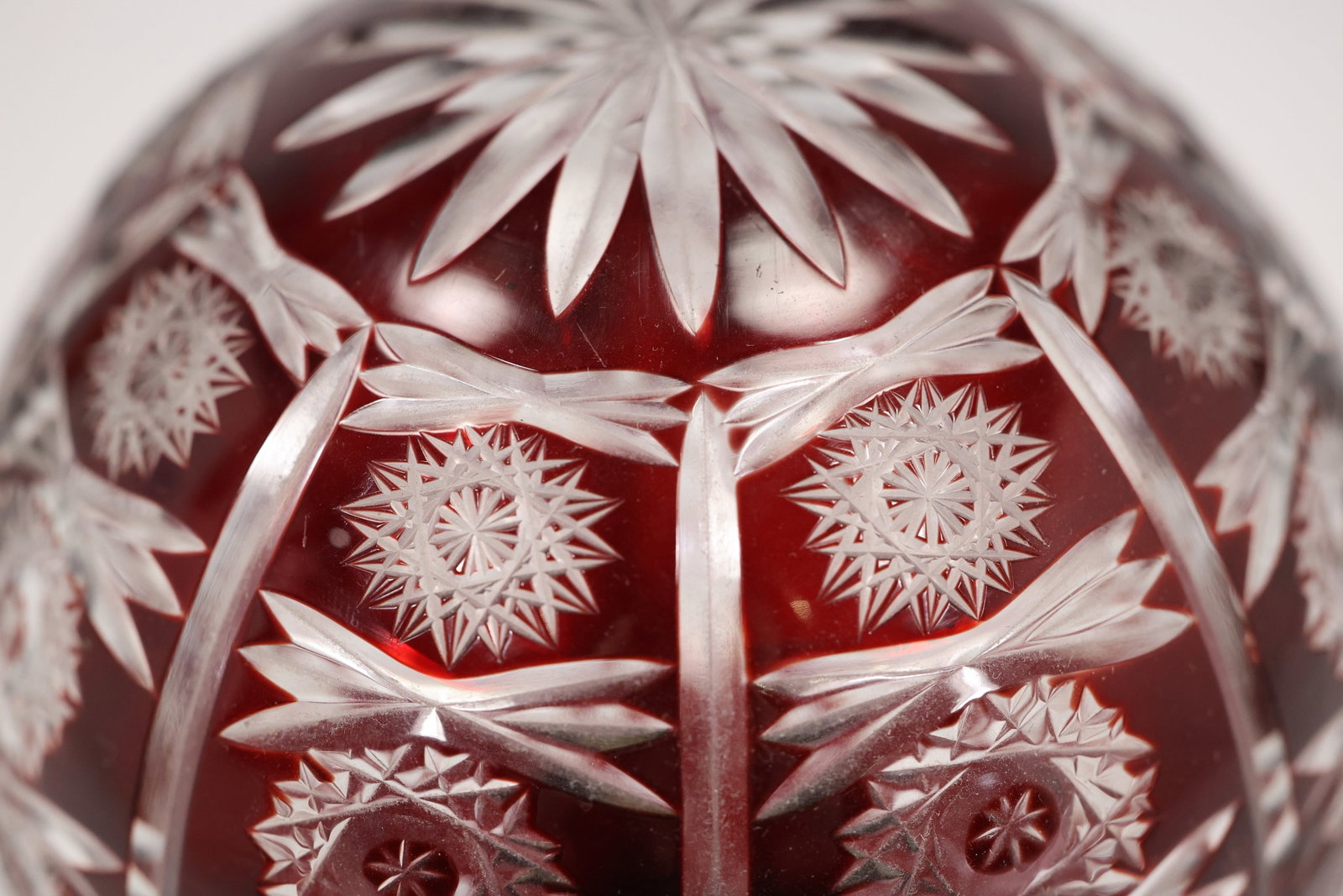 Ruby Cut Crystal Sphere on Metal Stand - 10