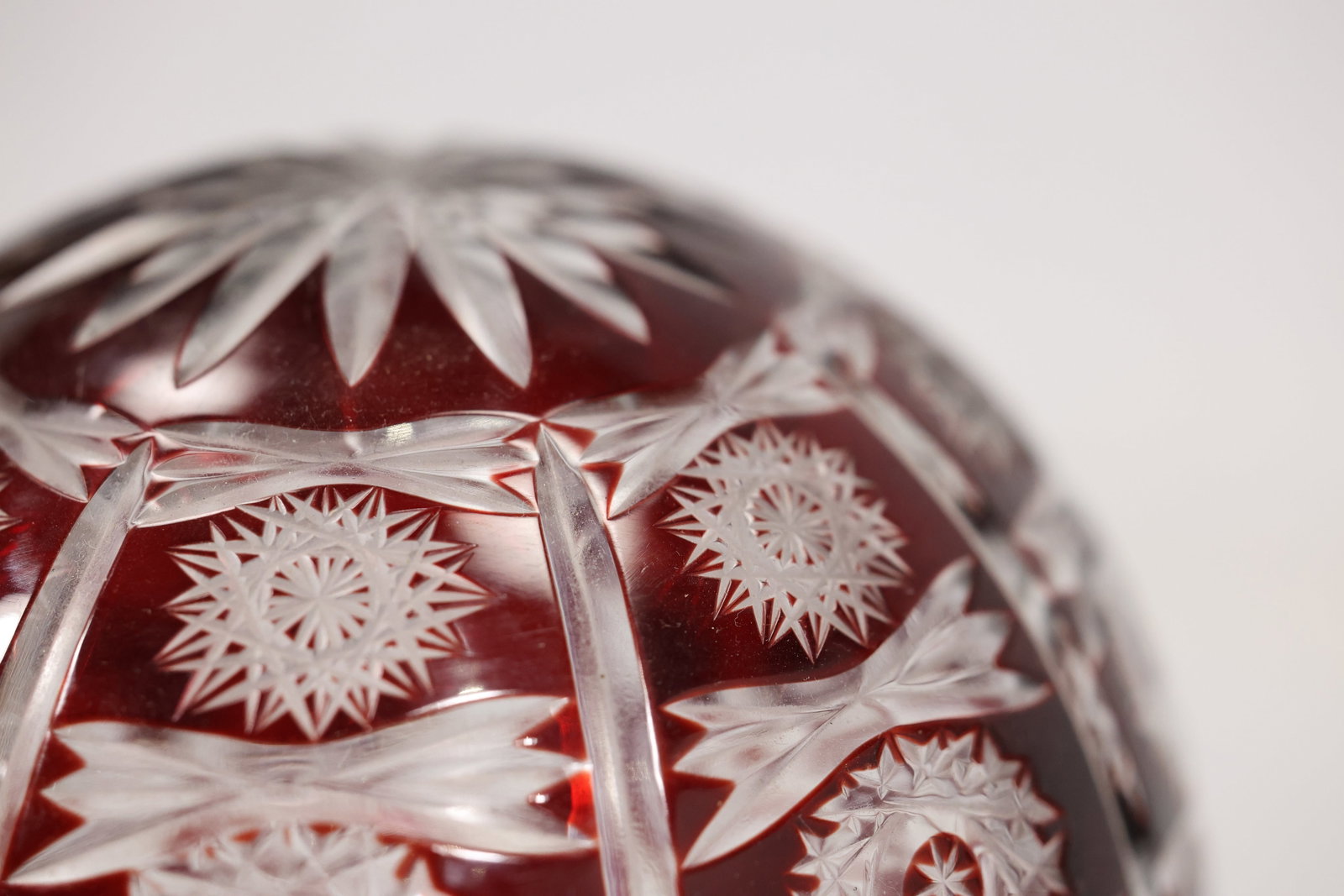 Ruby Cut Crystal Sphere on Metal Stand - 11