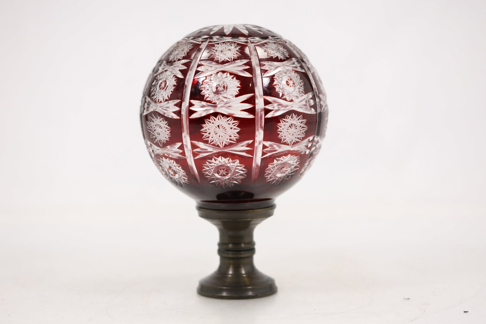 Ruby Cut Crystal Sphere on Metal Stand (1 of 13)
