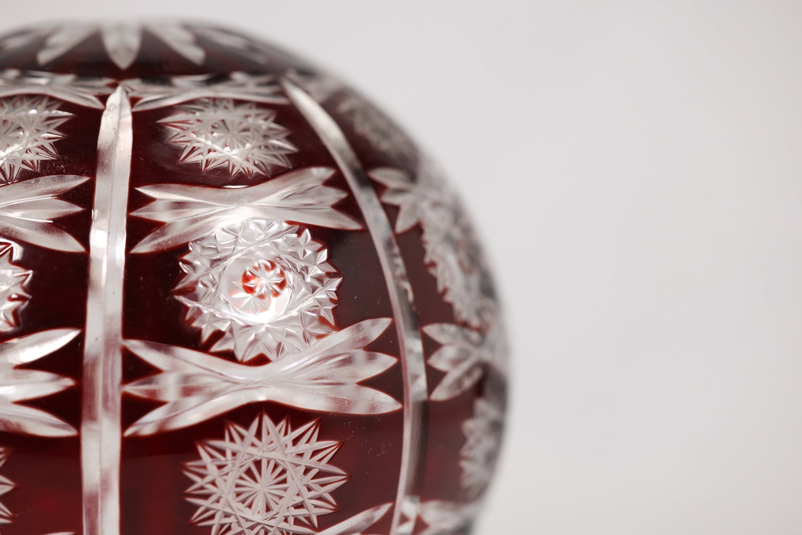 Ruby Cut Crystal Sphere on Metal Stand - 3