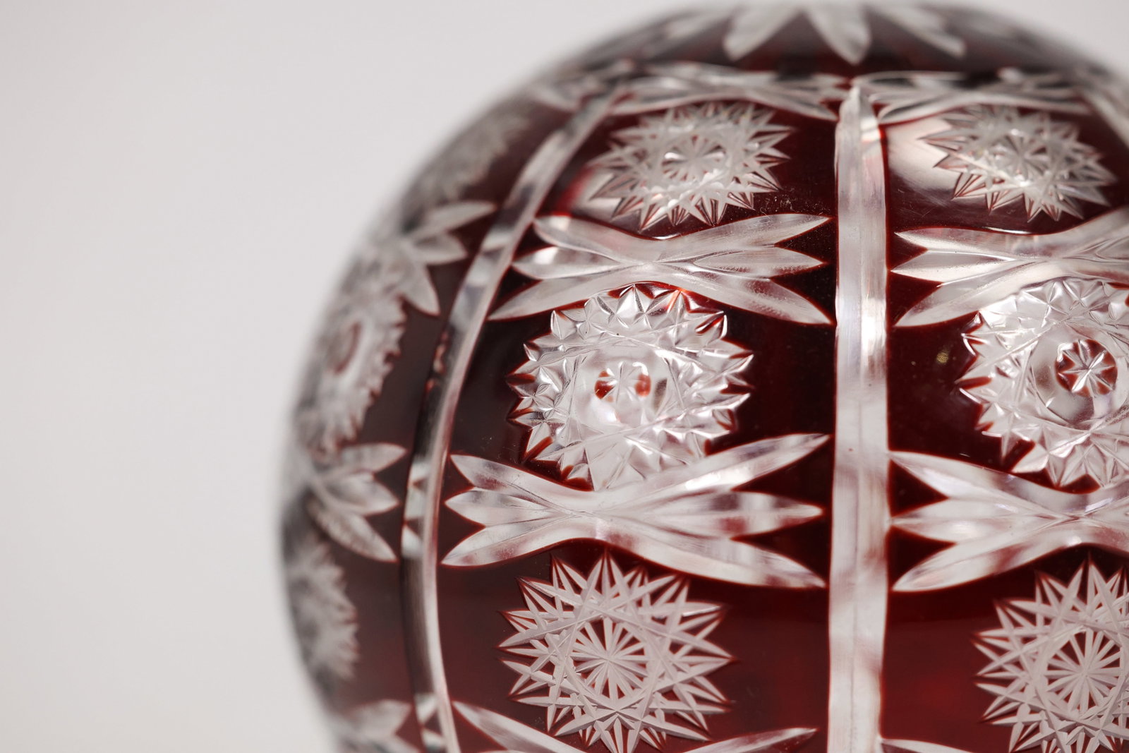 Ruby Cut Crystal Sphere on Metal Stand - 4
