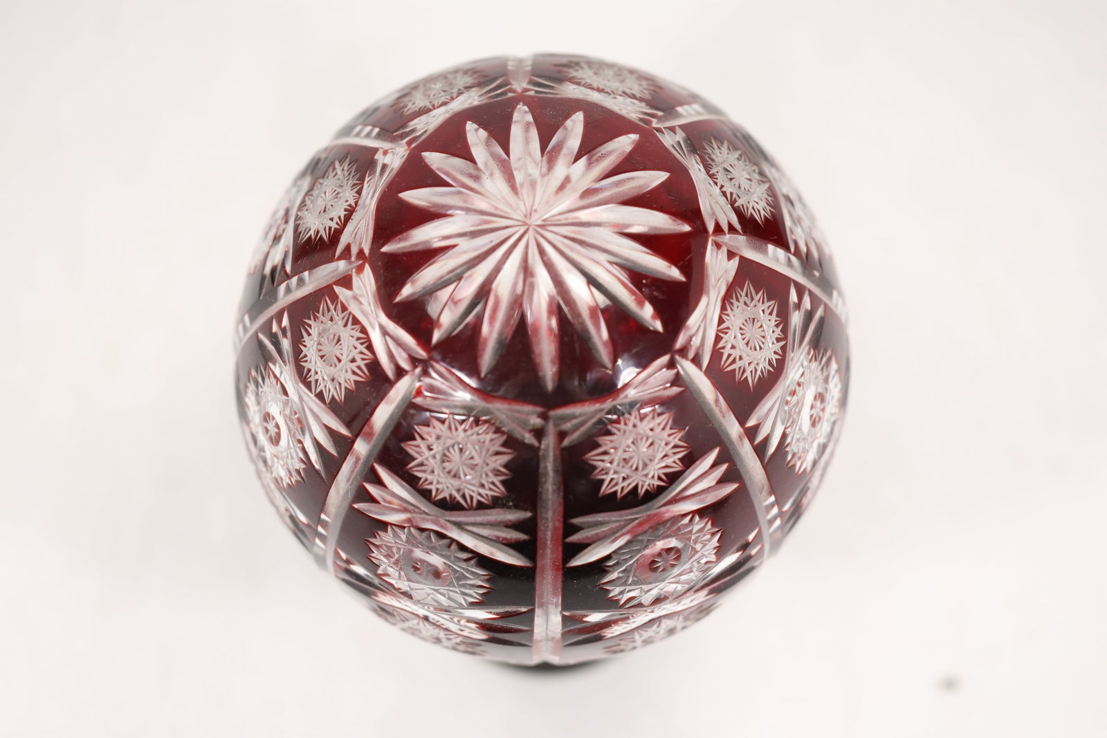 Ruby Cut Crystal Sphere on Metal Stand - 7