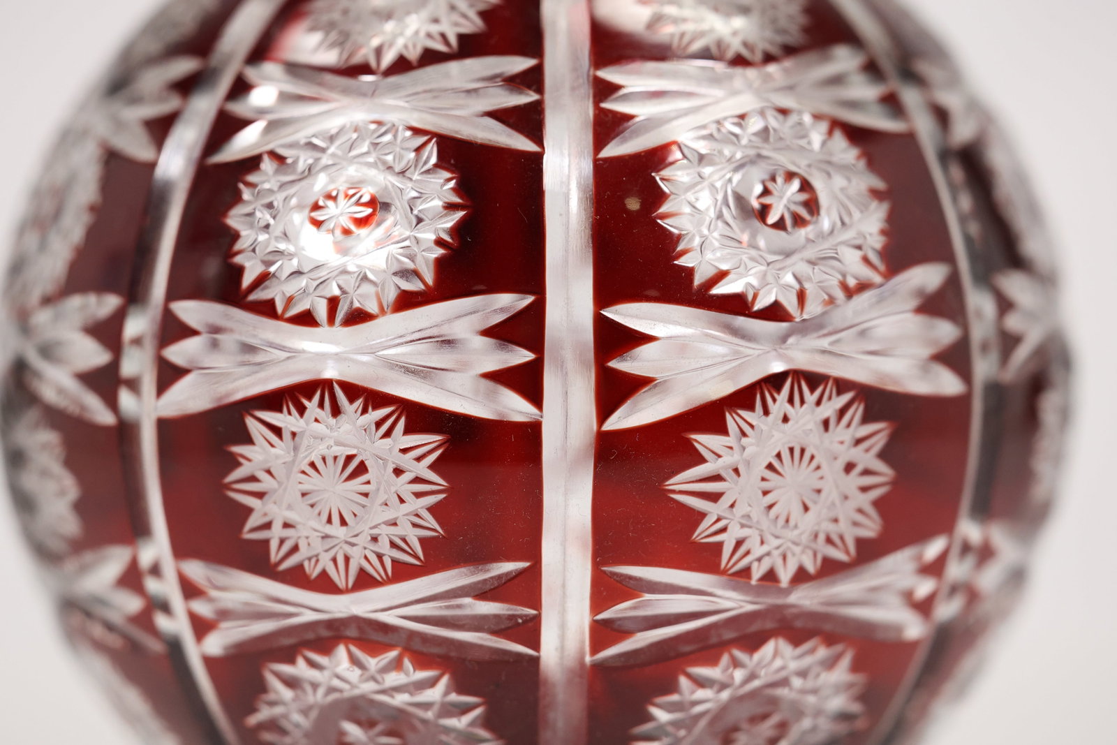 Ruby Cut Crystal Sphere on Metal Stand - 8