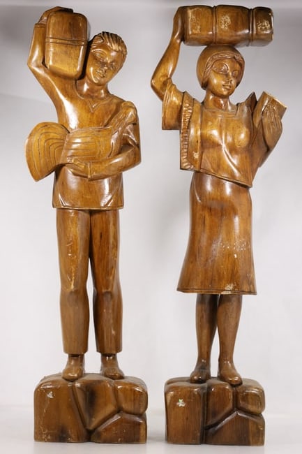 Pair Carved Wood Boy and Girl Figures (1 of 18)
