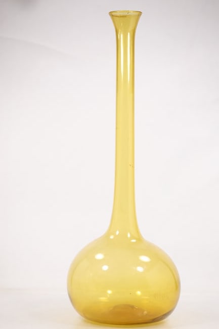 Mid Century Yellow Art Glass Bottle Vase (1 of 13)