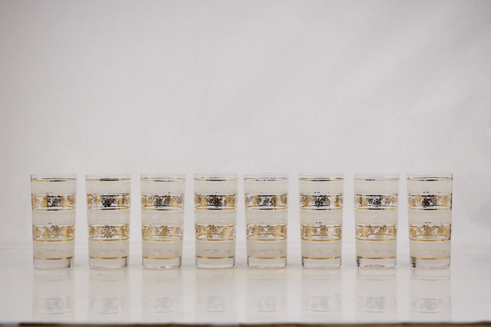 Set of Eight Gold Banded Clear Glass Tumblers (1 of 15)