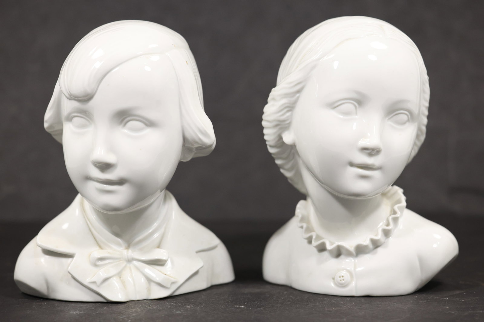 Pair White Porcelain Female Bust Figurines (1 of 15)